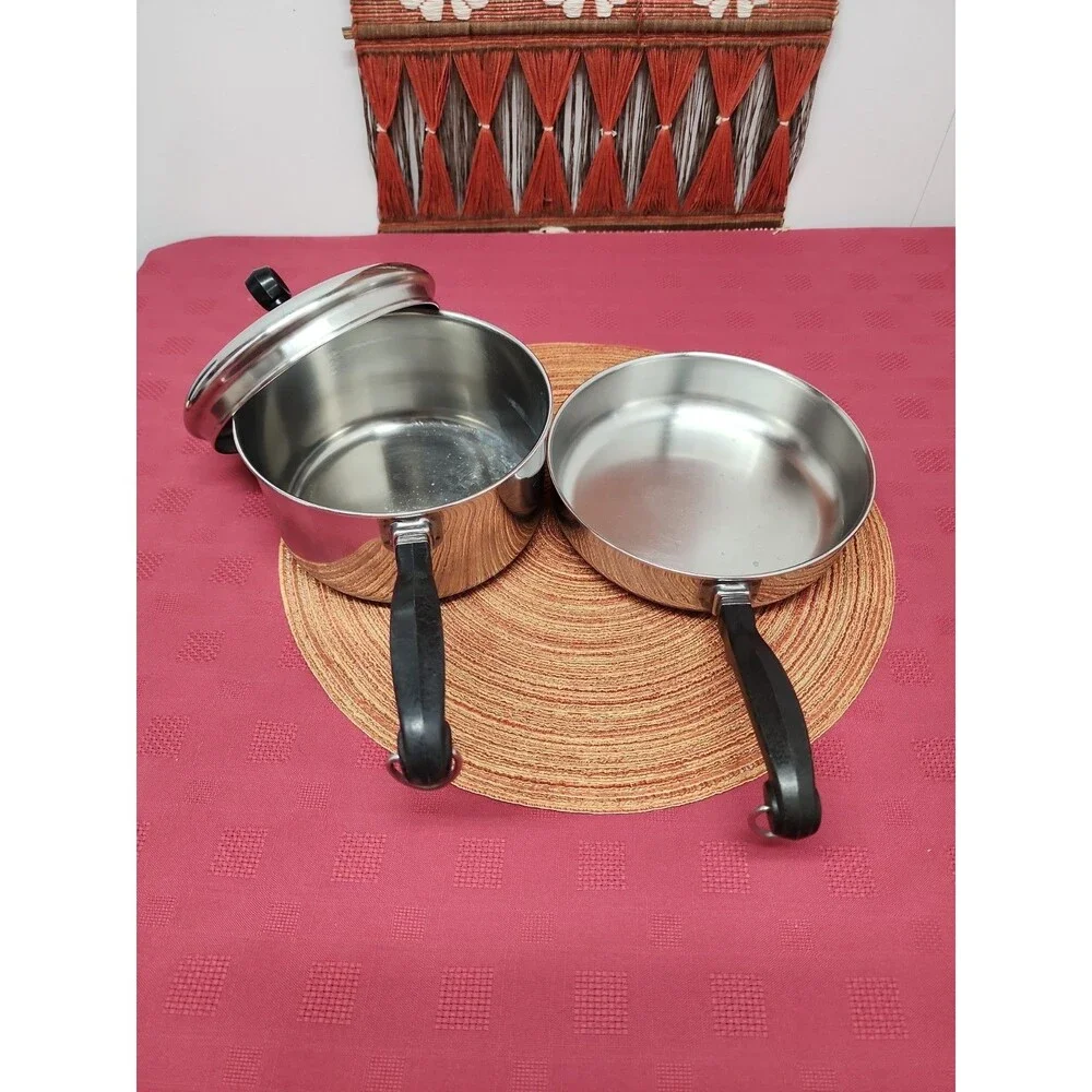 VTG Farberware 2 Qt. Saucepan And 7.5 In Fry Pan Stainless Steel Aluminum Clad